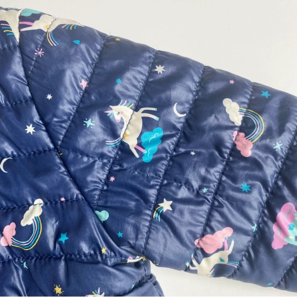 Cat & Jack Blue Unicorn Infant/Baby Girl's Midweight Puffer Hooded Jacket